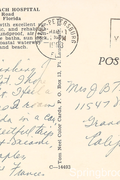 Beach Hospital Postcard